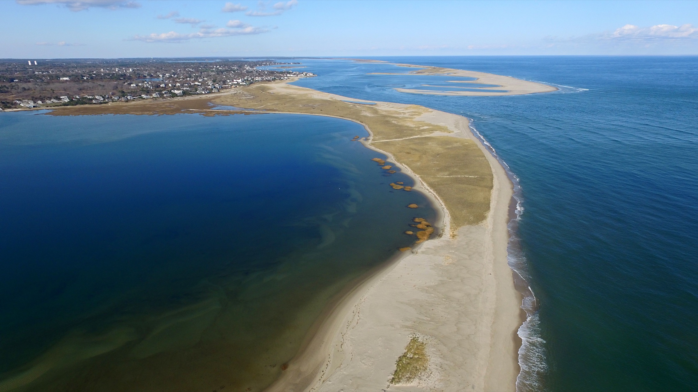 Aerial view of the Chatham coastline on Cape Cod